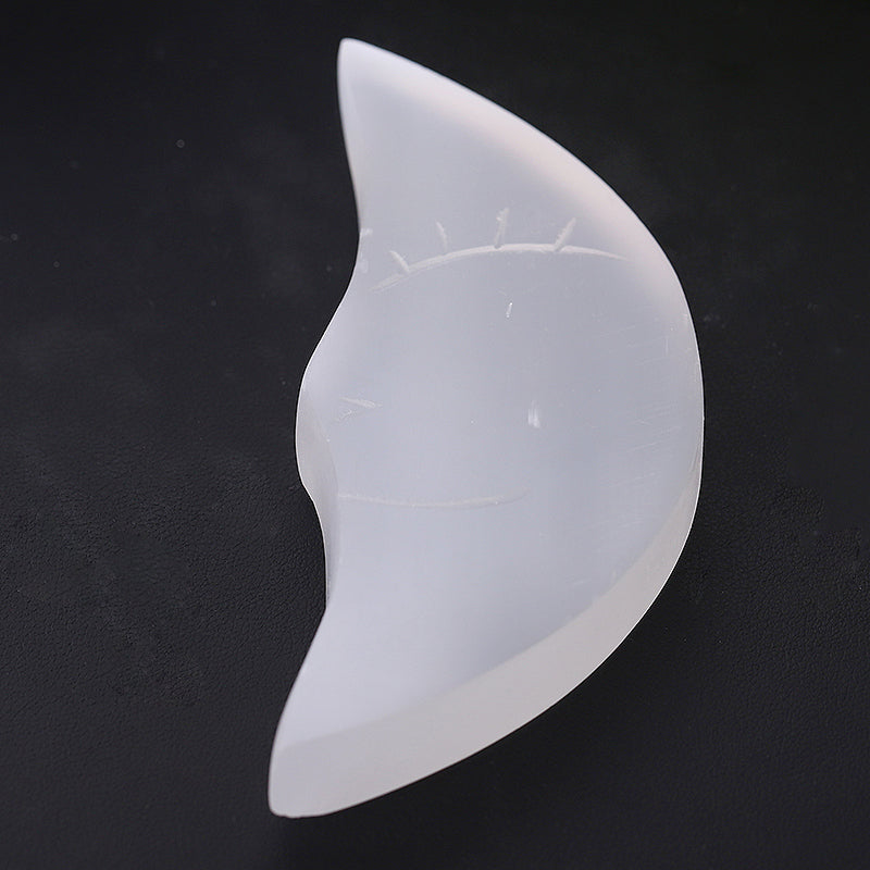 3.5-4 Inch Selenite Hand Carved Moon for Meditation