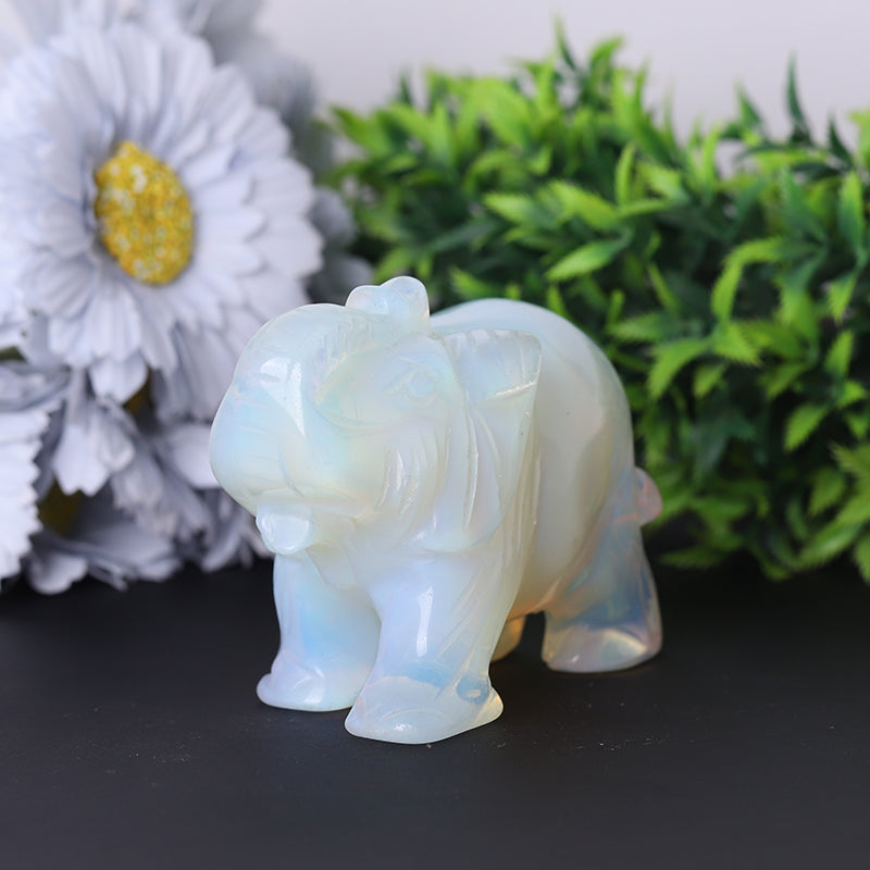 3.5-4" Opalite Healing Crystal Elephant Carvings