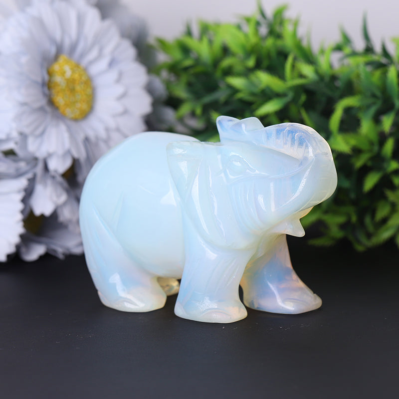 3.5-4" Opalite Healing Crystal Elephant Carvings