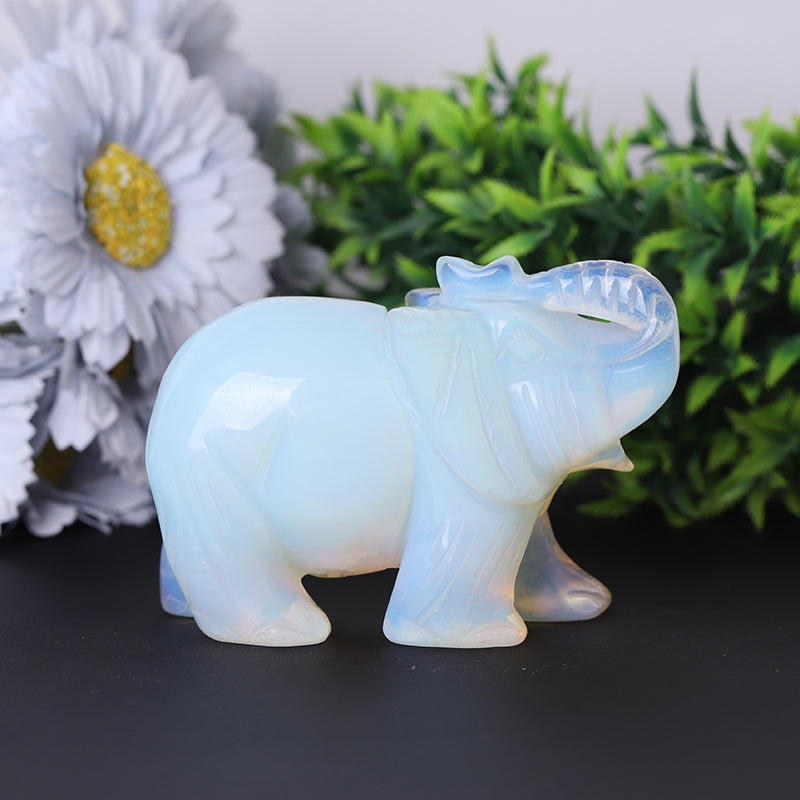 3.5-4" Opalite Healing Crystal Elephant Carvings