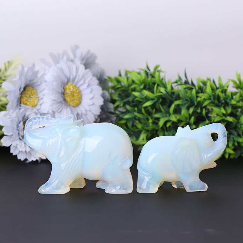 3.5-4" Opalite Healing Crystal Elephant Carvings