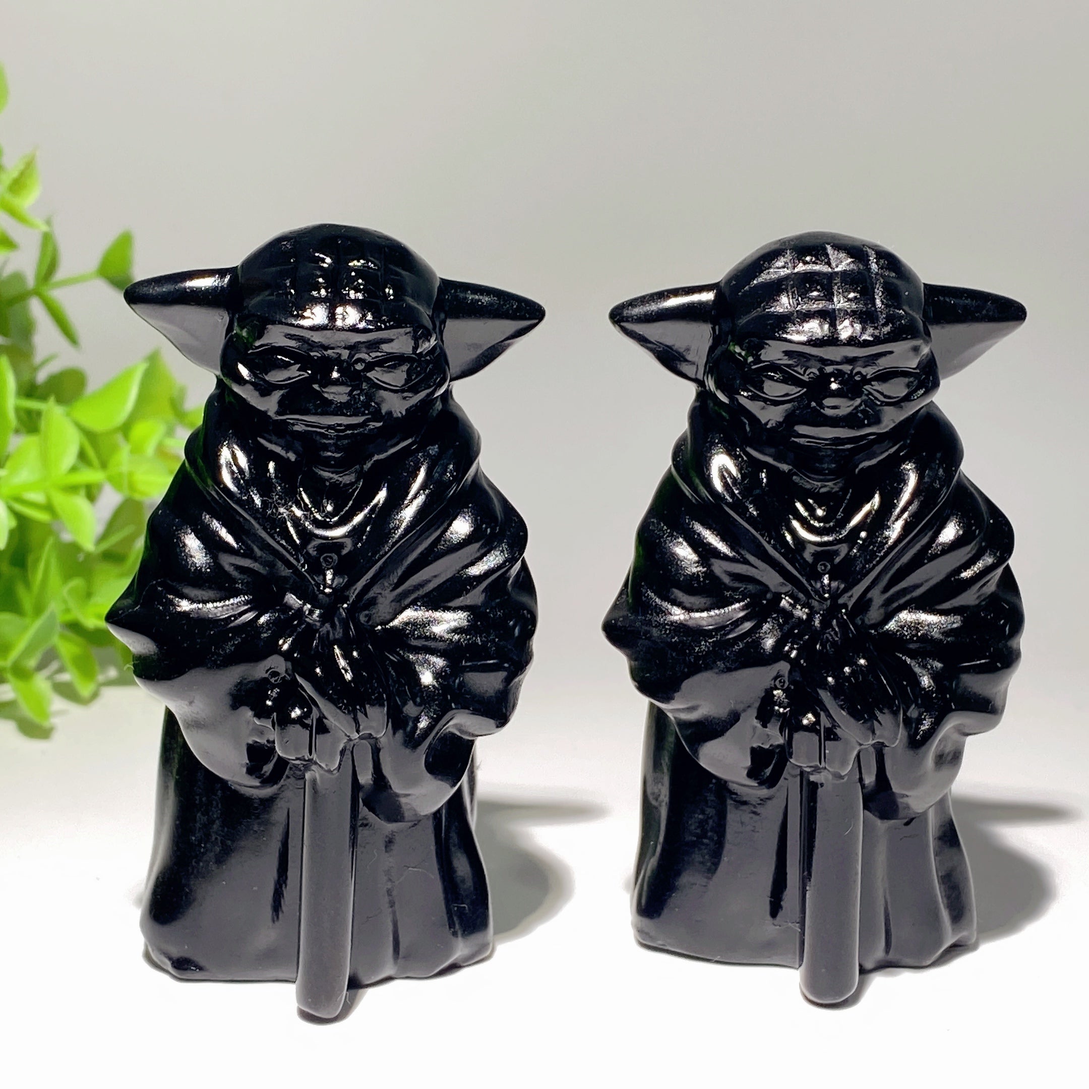 3.5 inch Black Obsidian Yoda Crystal Figurine for Meditation