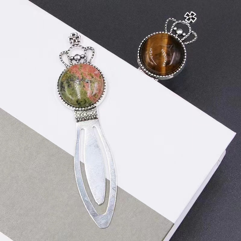 3.5-inch Crystal Bookmark with Natural Gemstone Accent