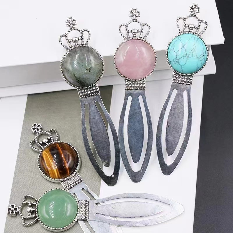 3.5-inch Crystal Bookmark with Natural Gemstone Accent
