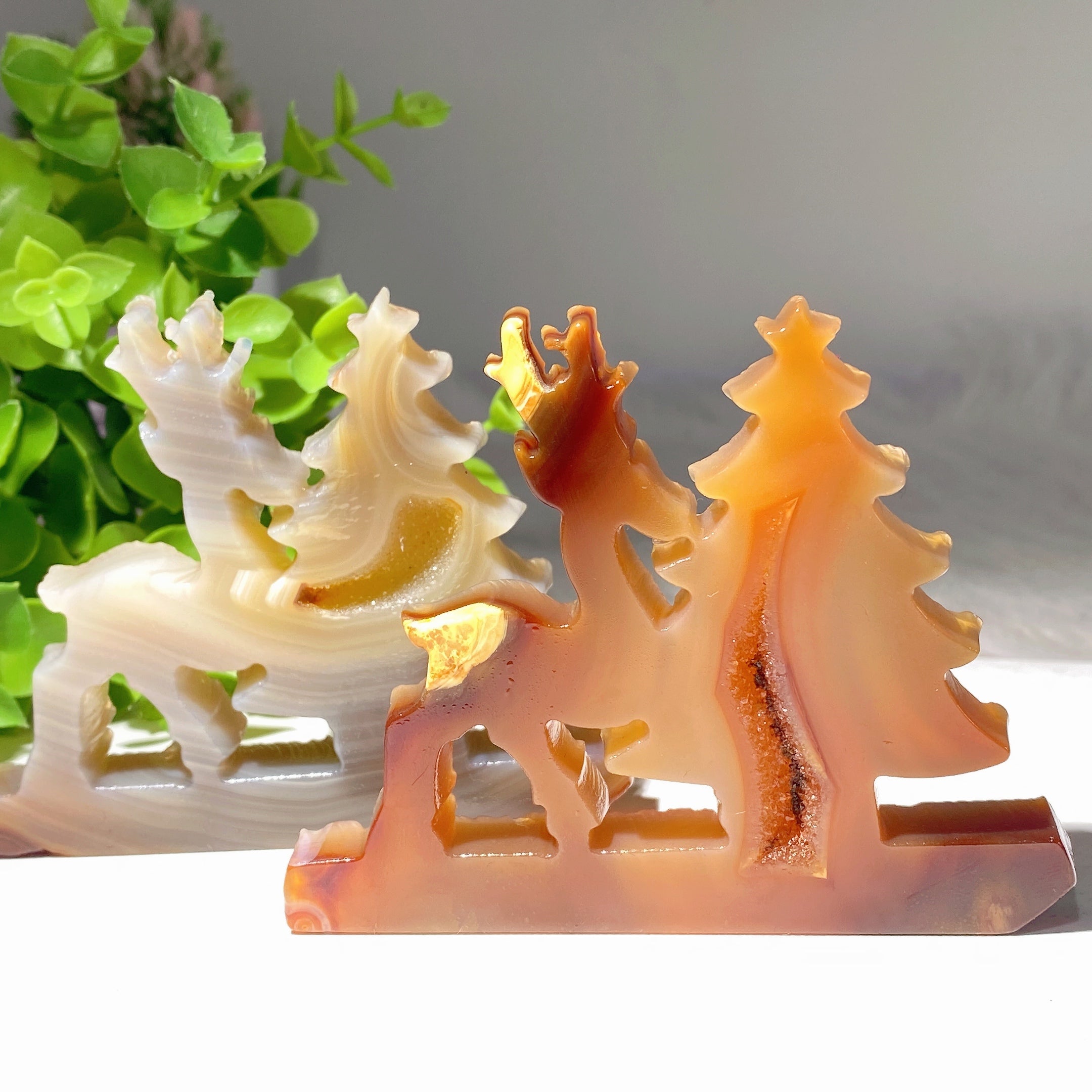 3.5 Inch Druzy Agate Deer & Christmas Tree Crystal Shapes