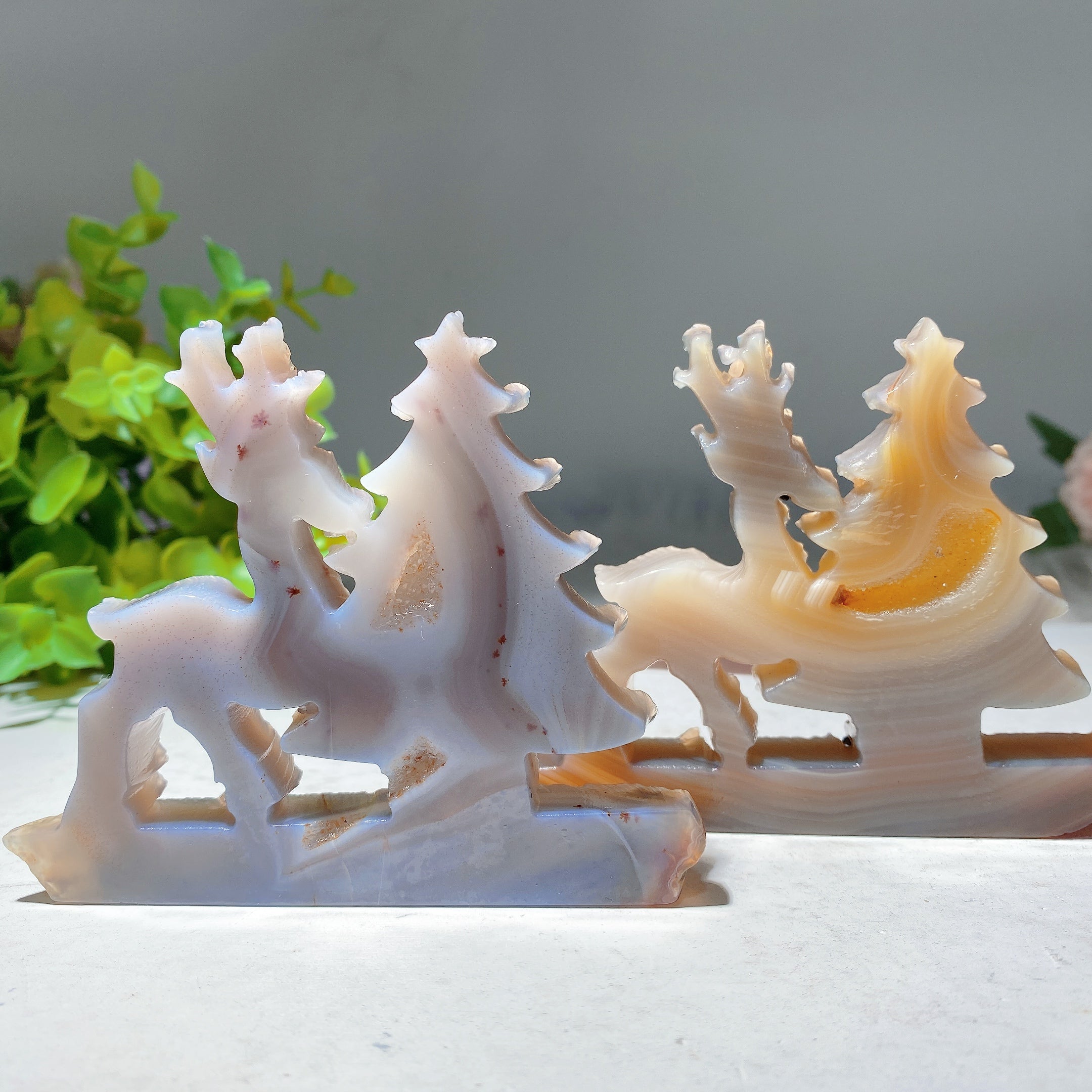 3.5 Inch Druzy Agate Deer & Christmas Tree Crystal Shapes