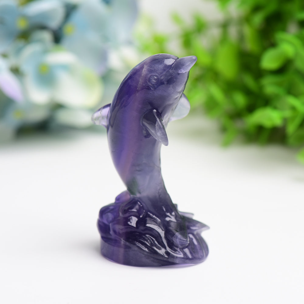 3.5 Inch Fluorite Dolphin Crystal Figurine for Healing