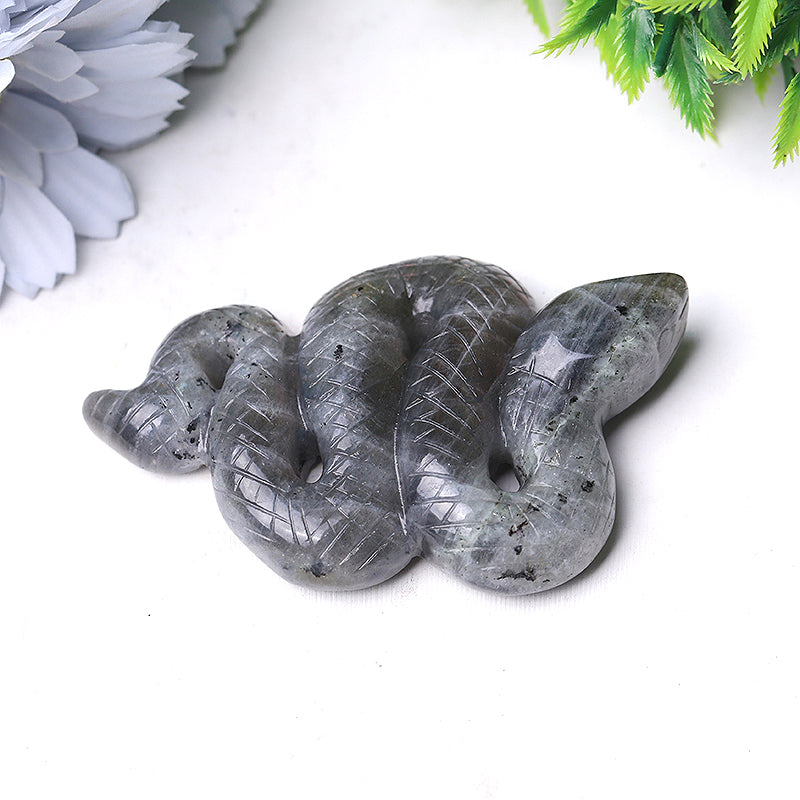 3.5 Inch Labradorite Crystal Snake Carving Figurine