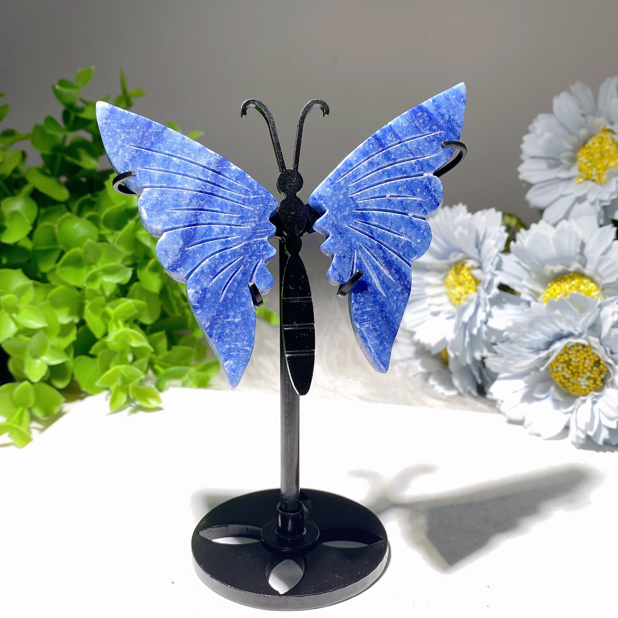 3.5-inch Mixed Crystal Butterfly Wings Carving with Stand