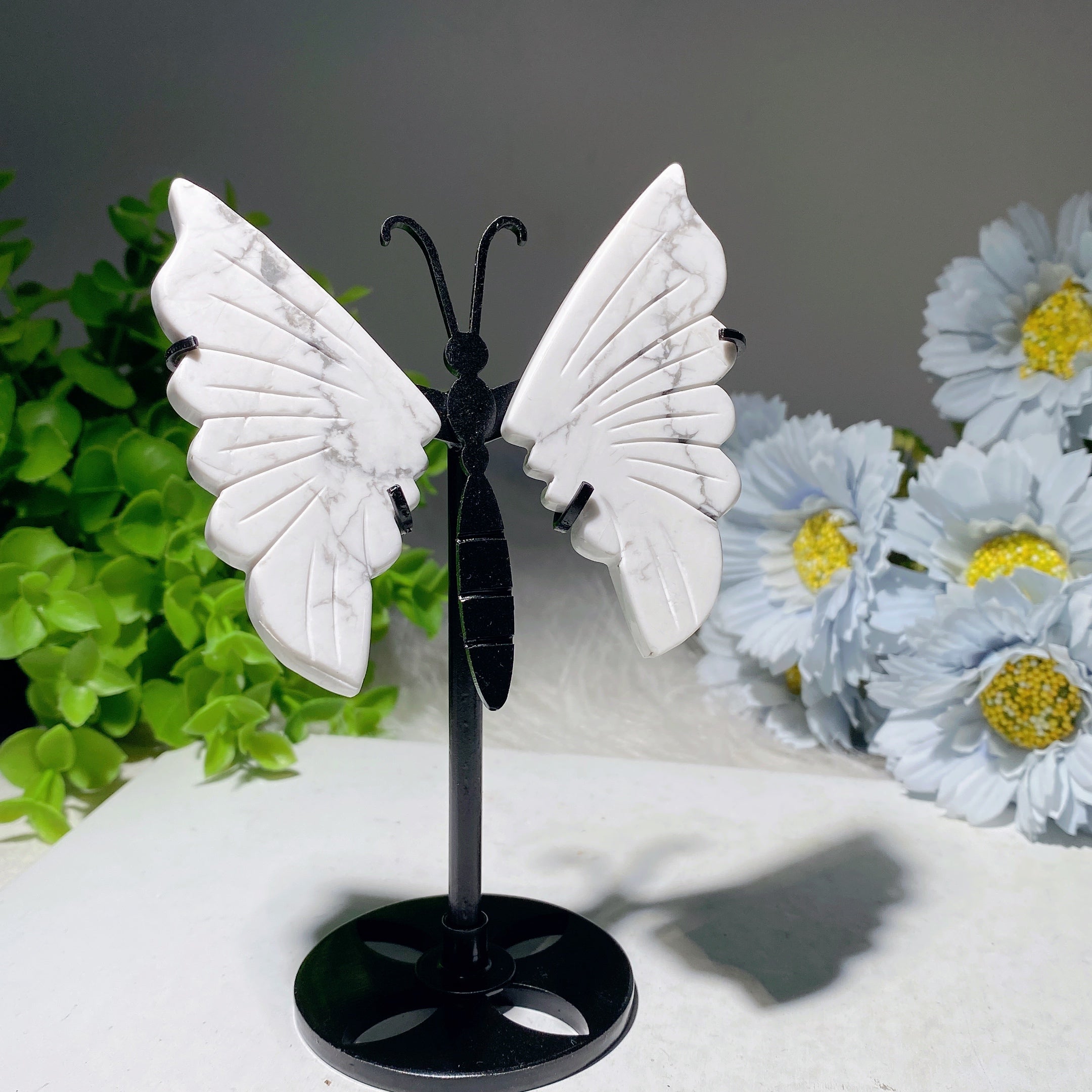 3.5-inch Mixed Crystal Butterfly Wings Carving with Stand