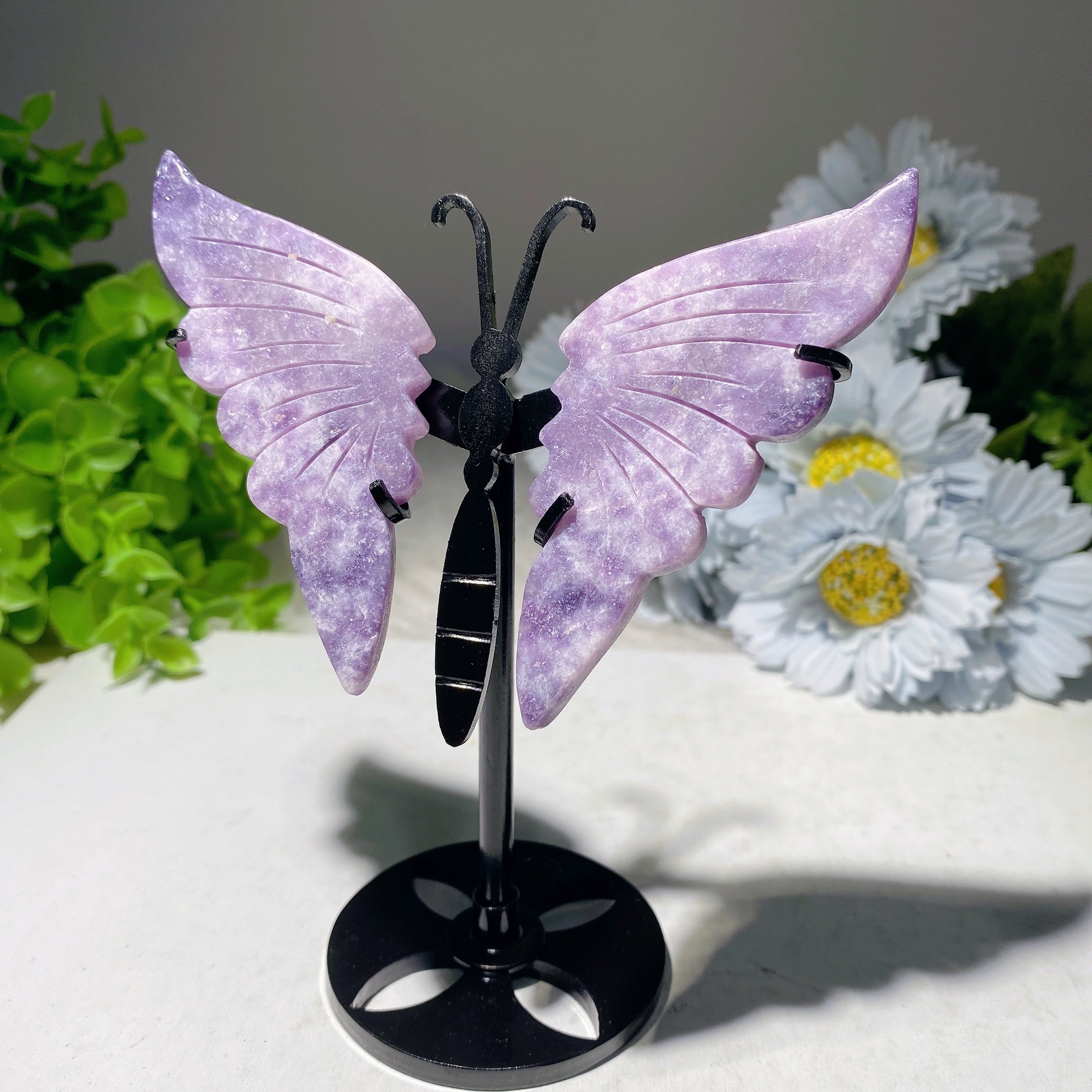 3.5-inch Mixed Crystal Butterfly Wings Carving with Stand