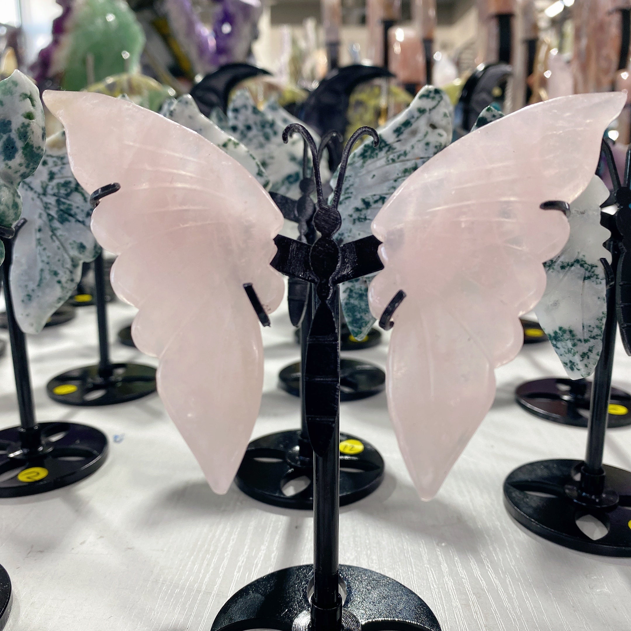 3.5-inch Mixed Crystal Butterfly Wings Carving with Stand