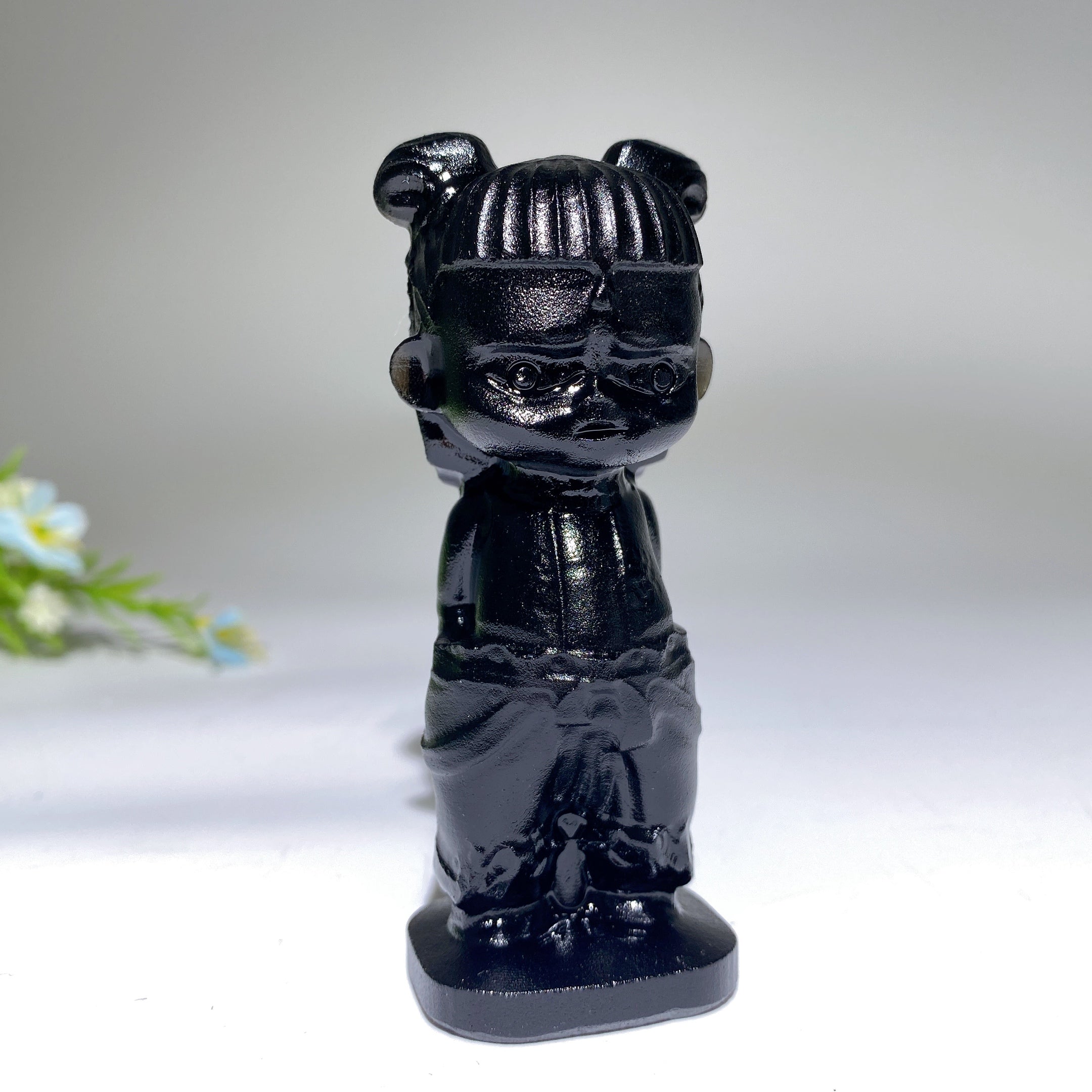 3.5 inch Obsidian Nezha Spiritual Statue for Meditation