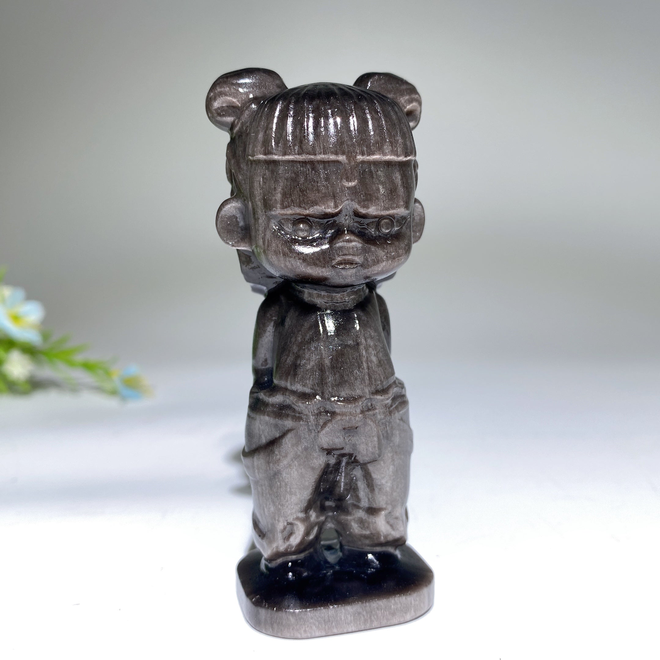 3.5 inch Obsidian Nezha Spiritual Statue for Meditation