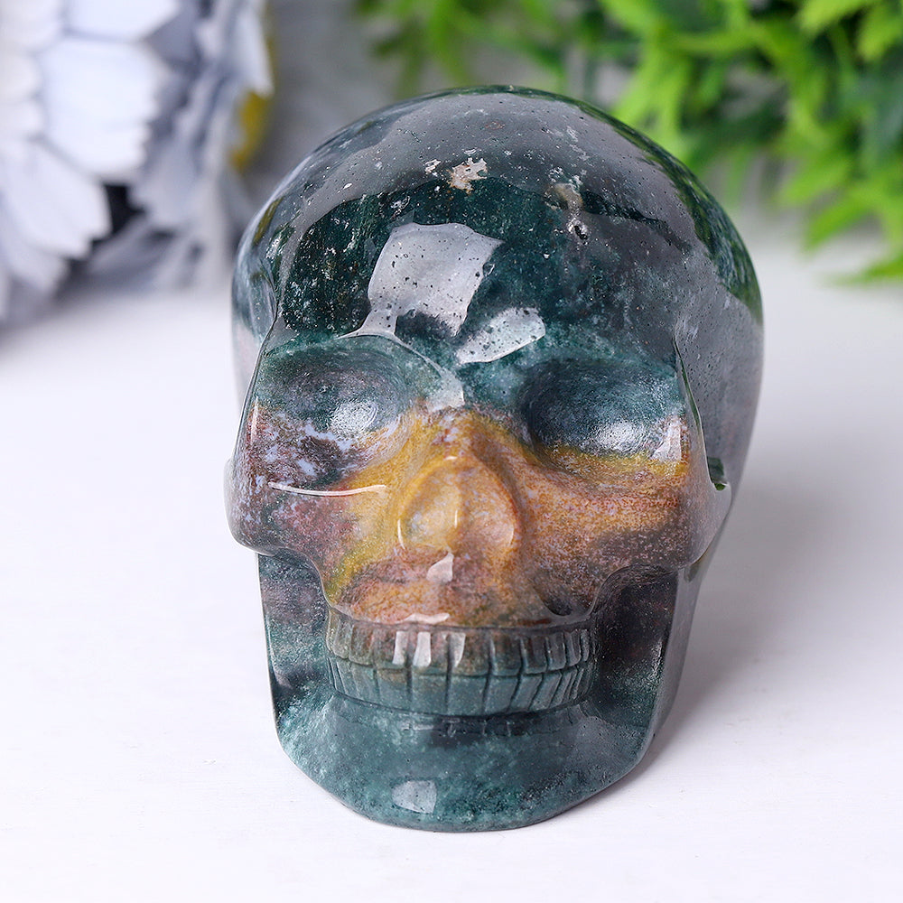 3.5 Inch Ocean Jasper Crystal Skull for Spiritual Healing