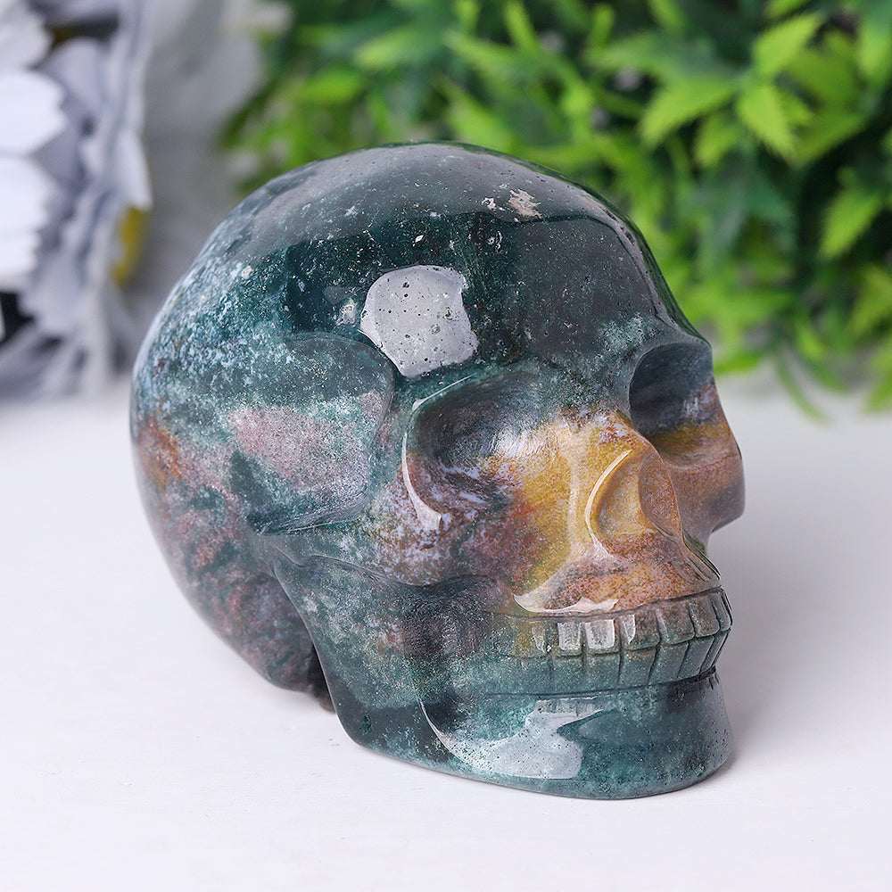 3.5 Inch Ocean Jasper Crystal Skull for Spiritual Healing