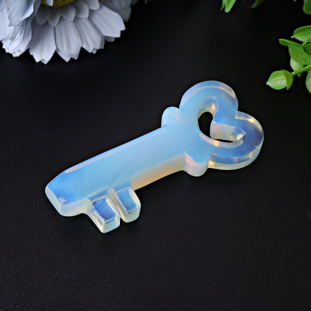 3.5 Inch Opalite Heart Key Crystal Carving for Healing