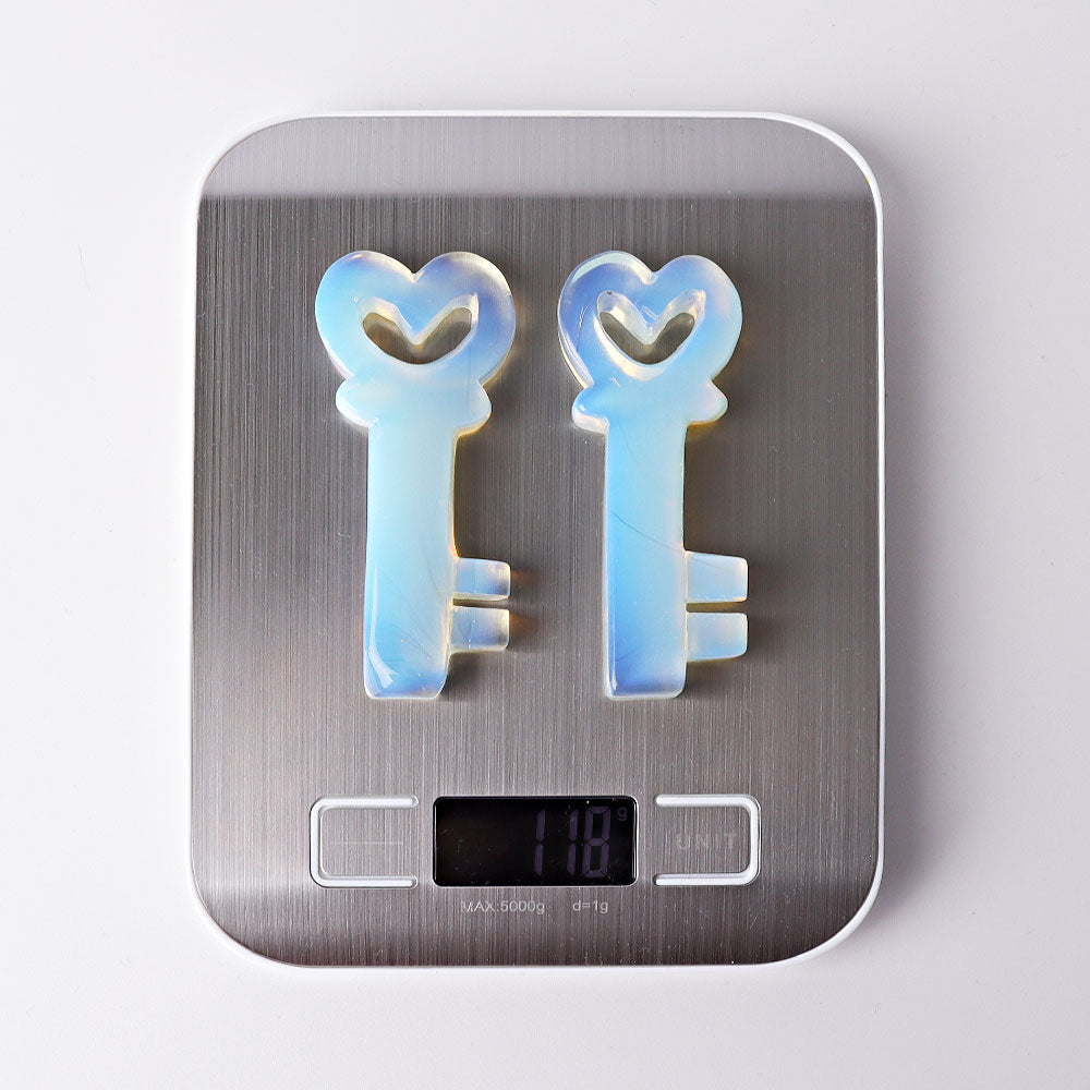 3.5 Inch Opalite Heart Key Crystal Carving for Healing