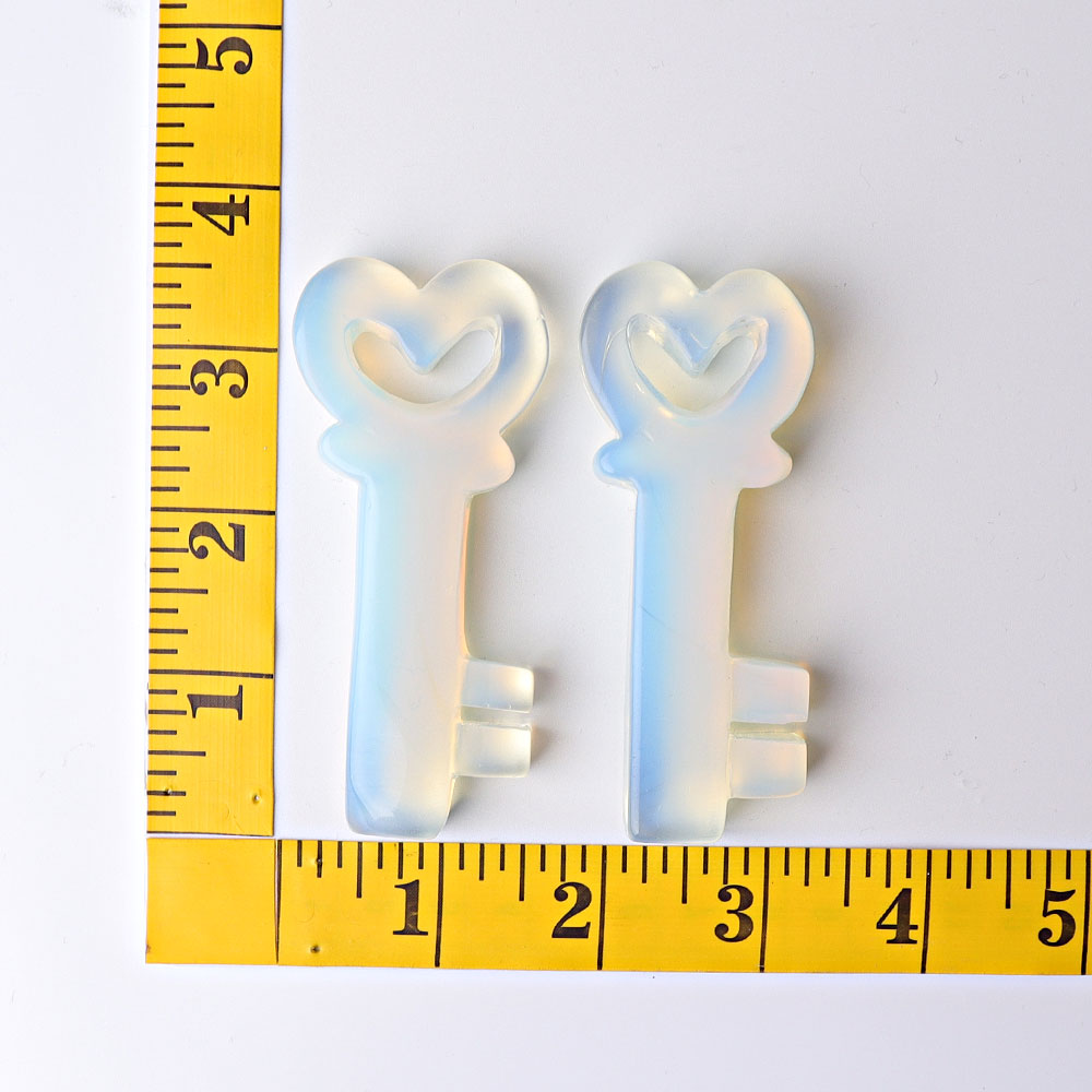3.5 Inch Opalite Heart Key Crystal Carving for Healing