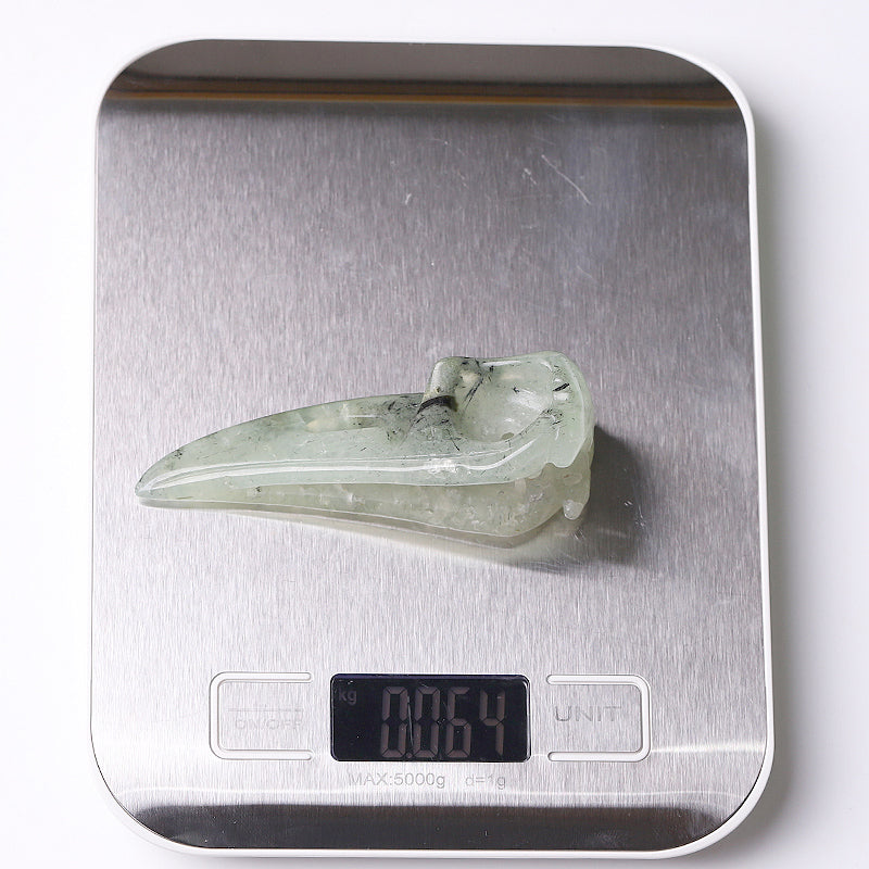 3.5 inch Prehnite Crow Skull Crystal Animal Carving