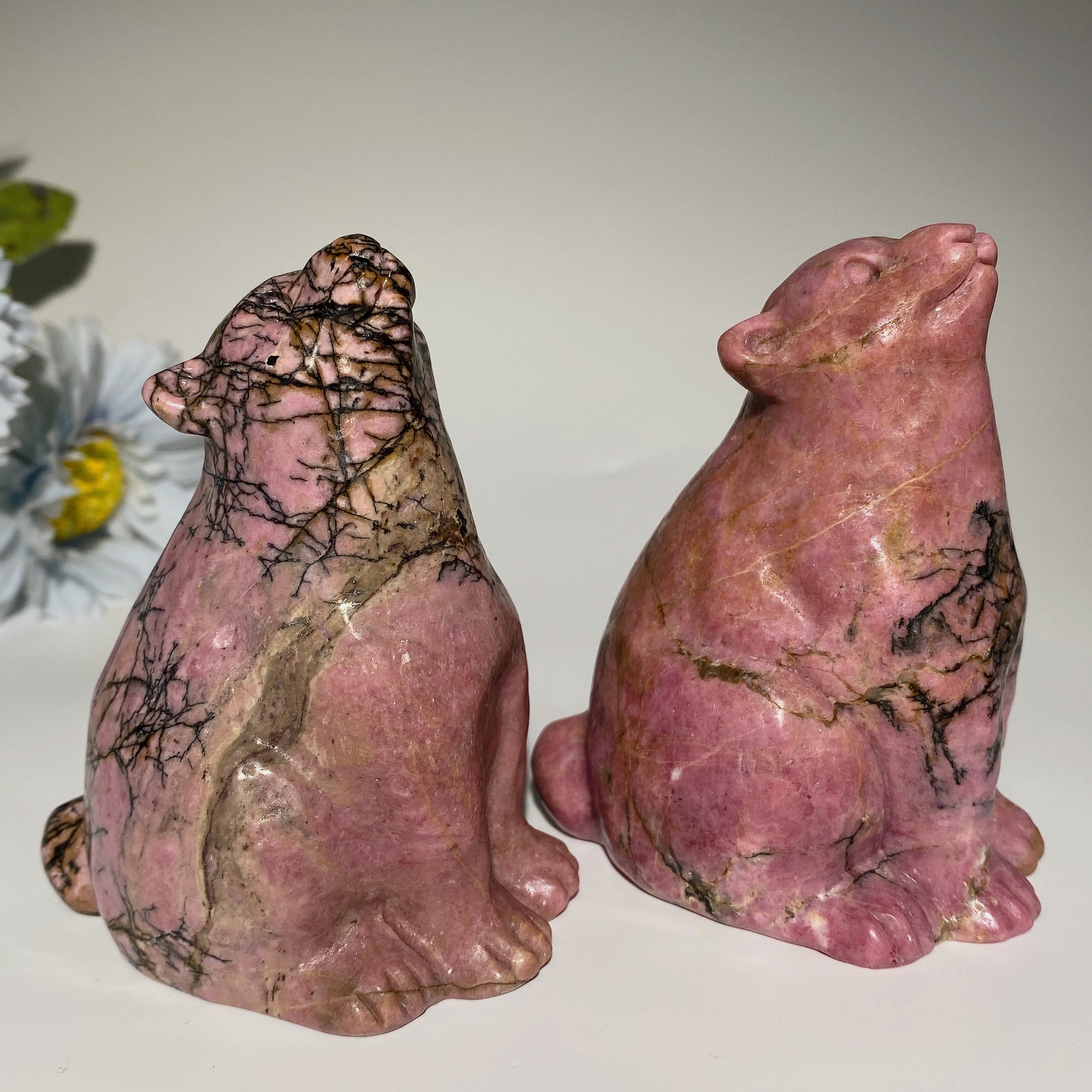 3.5 Inch Rhodonite Crystal Bear Carving for Healing