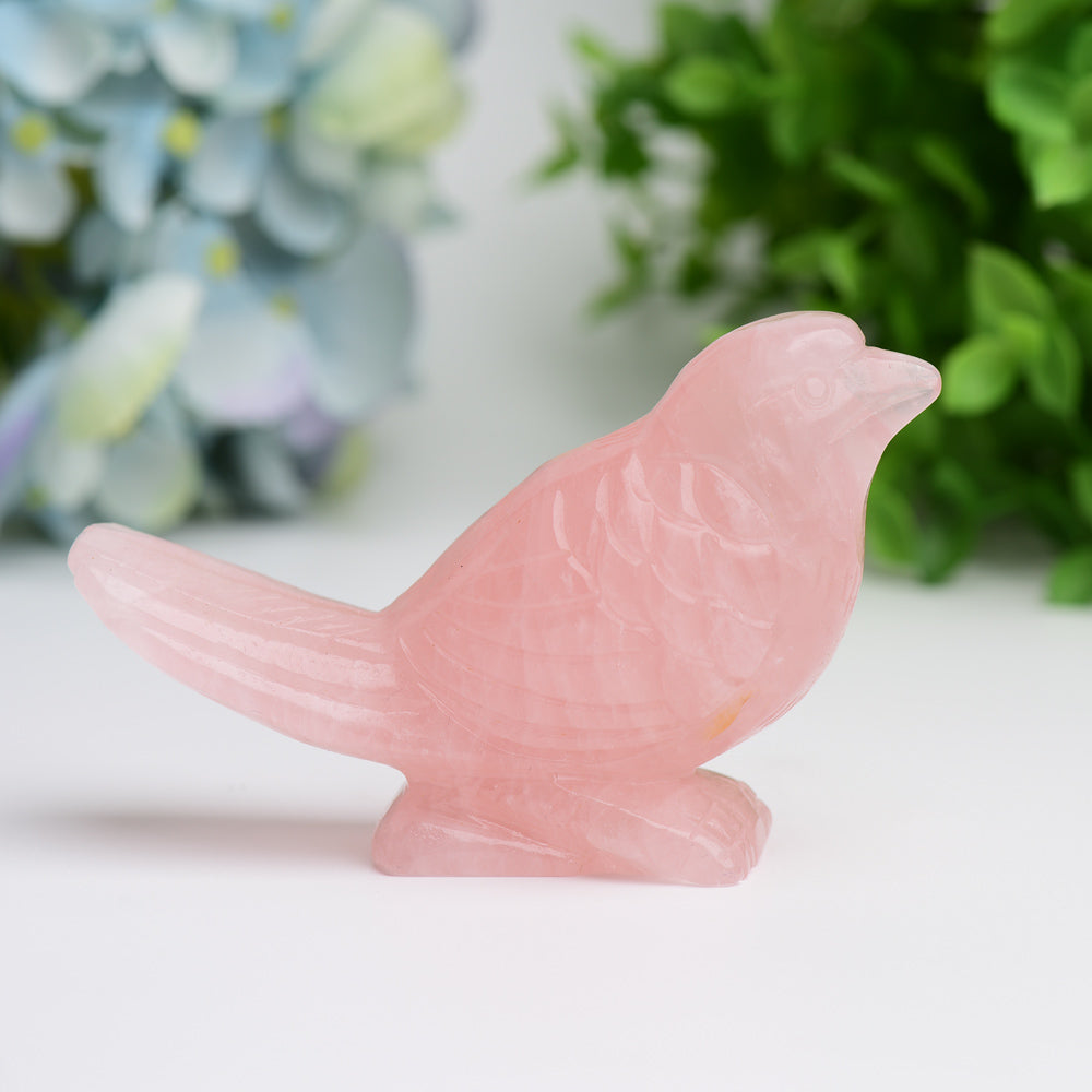 3.5 inch Rose Quartz Bird Crystal Carving