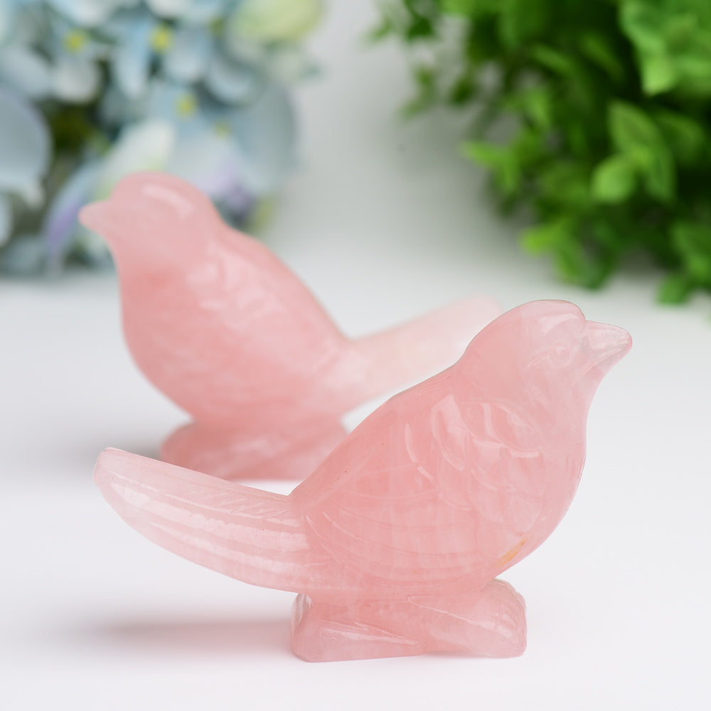 3.5 inch Rose Quartz Bird Crystal Carving