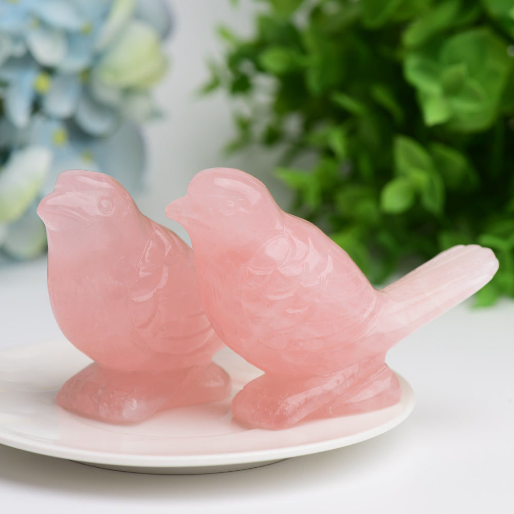 3.5 inch Rose Quartz Bird Crystal Carving