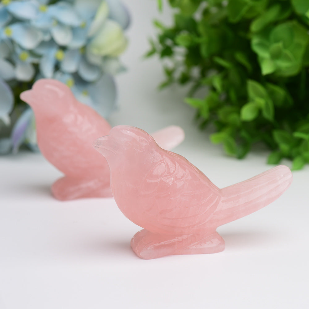 3.5 inch Rose Quartz Bird Crystal Carving