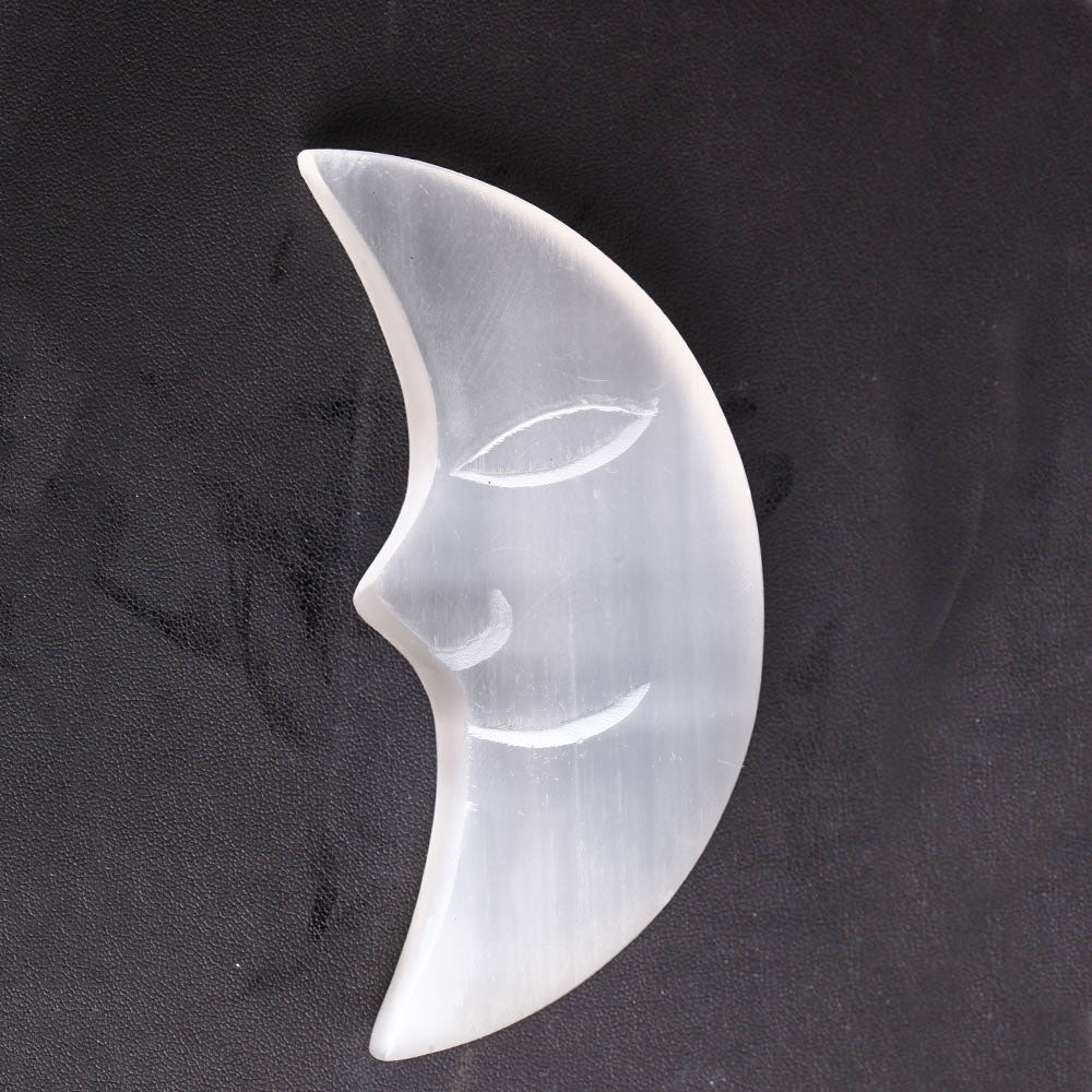 3.5 Inch Selenite Crystal Moon Carving Figurine