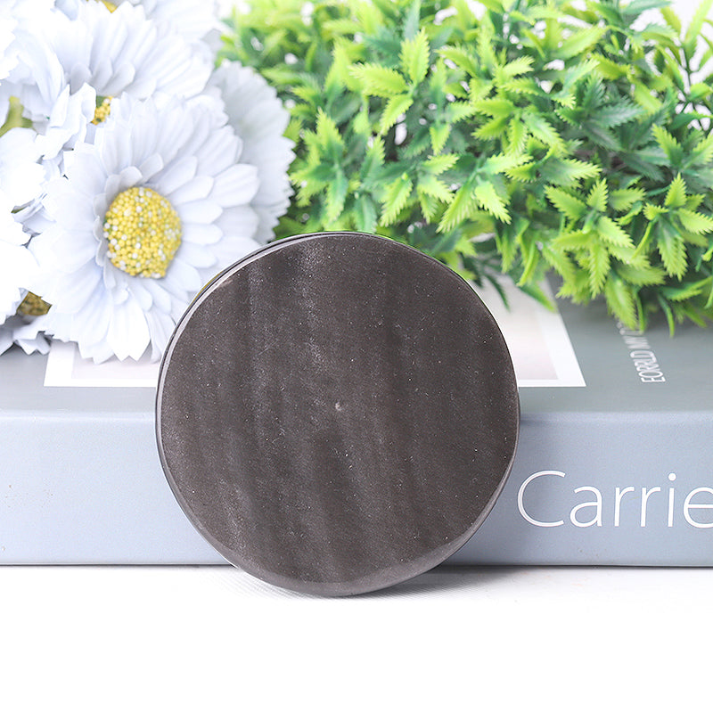 3.5 inch Silver Obsidian Sun Moon Crystal Carving