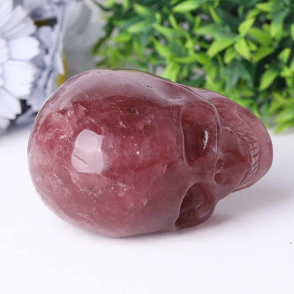 3.5 inch Strawberry Quartz Crystal Skull Carving for Healing