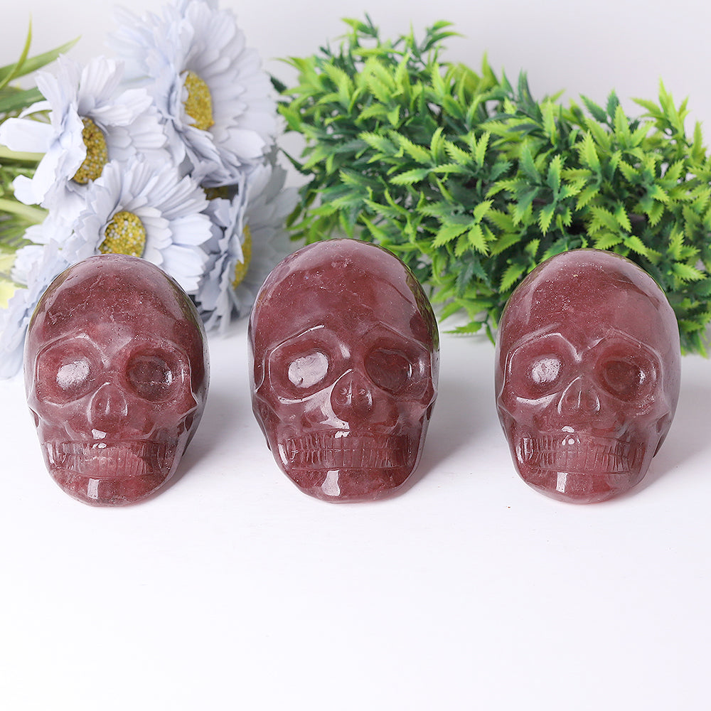 3.5 inch Strawberry Quartz Crystal Skull Carving for Healing