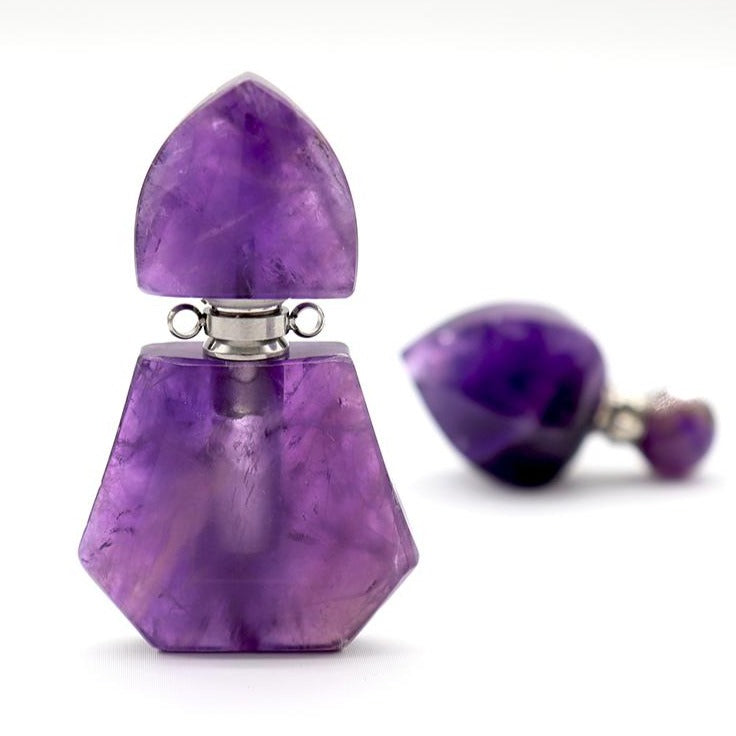 3.5cm Amethyst & Strawberry Quartz Perfume Bottle Mini Pendant