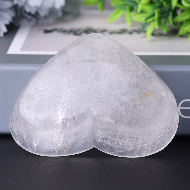 3.5in Clear Quartz Crystal Heart Shaped Bowl for Healing
