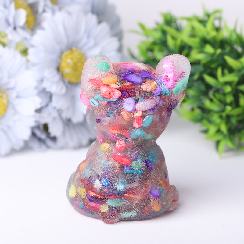 3.5in Hand-Carved Crystal French Bulldog Figurine for Healing