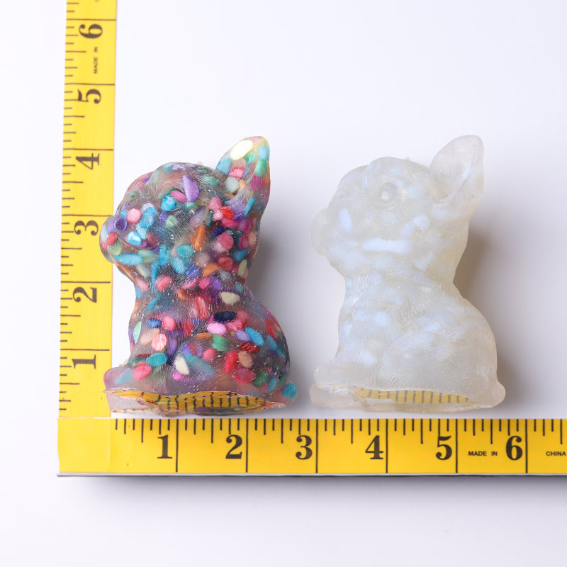 3.5in Hand-Carved Crystal French Bulldog Figurine for Healing
