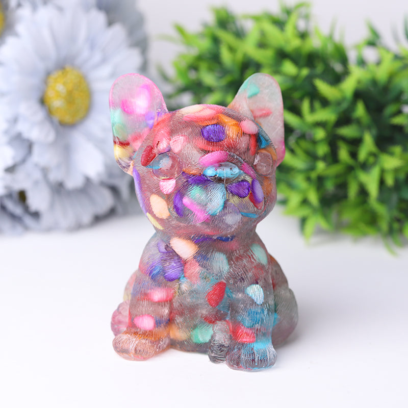 3.5in Hand-Carved Crystal French Bulldog Figurine for Healing