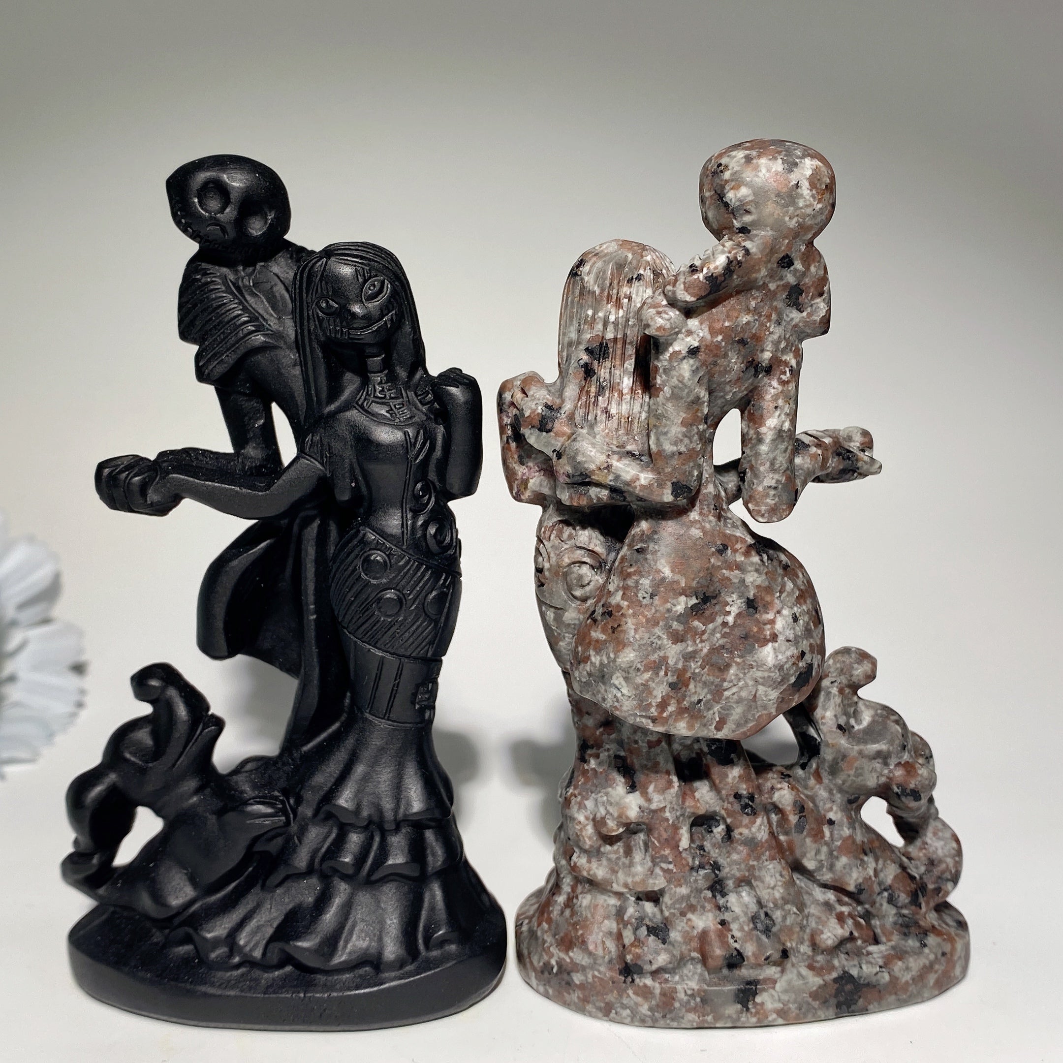 3.6-4.6 Inch Black Obsidian & Yooperlite Dog Crystal Carvings