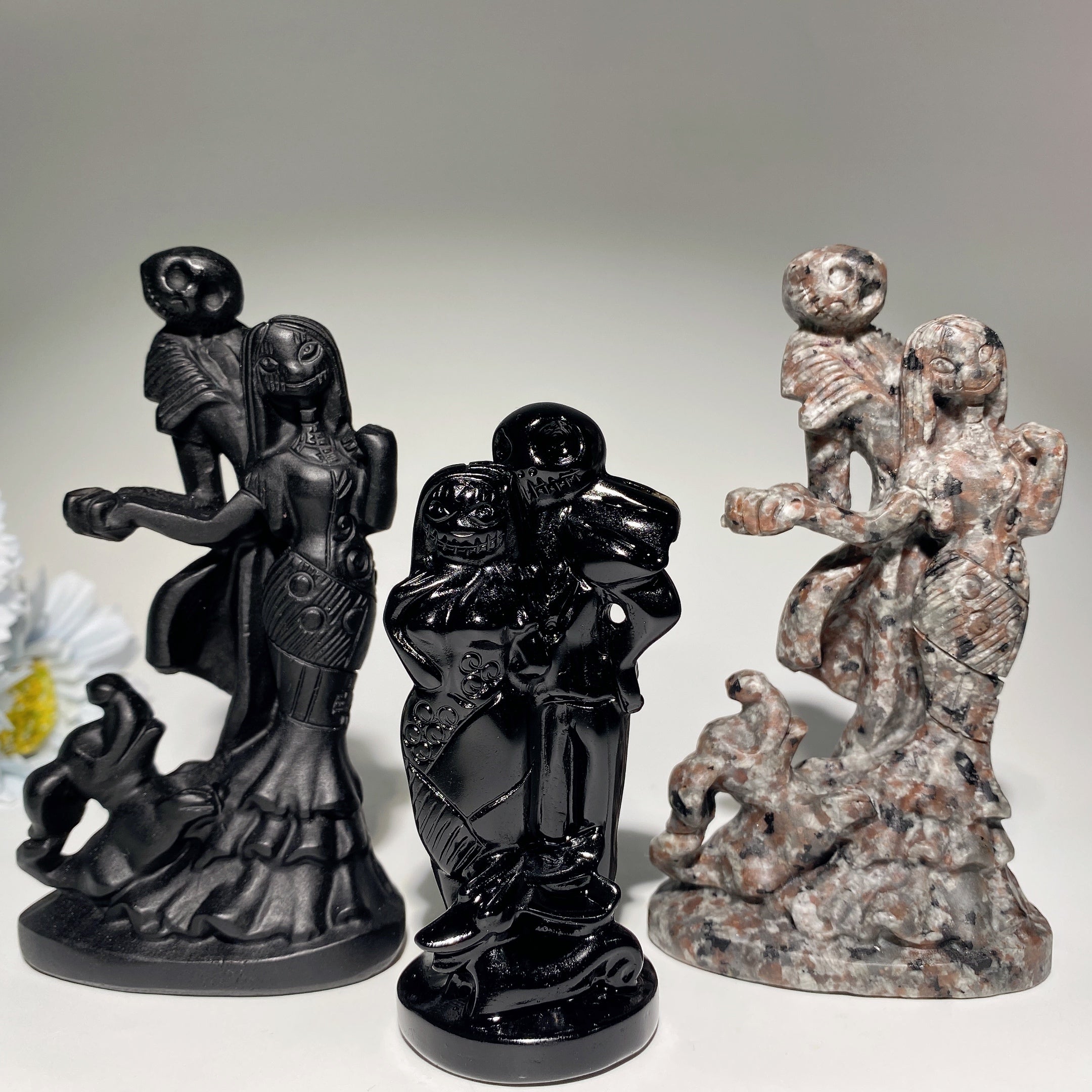 3.6-4.6 Inch Black Obsidian & Yooperlite Dog Crystal Carvings