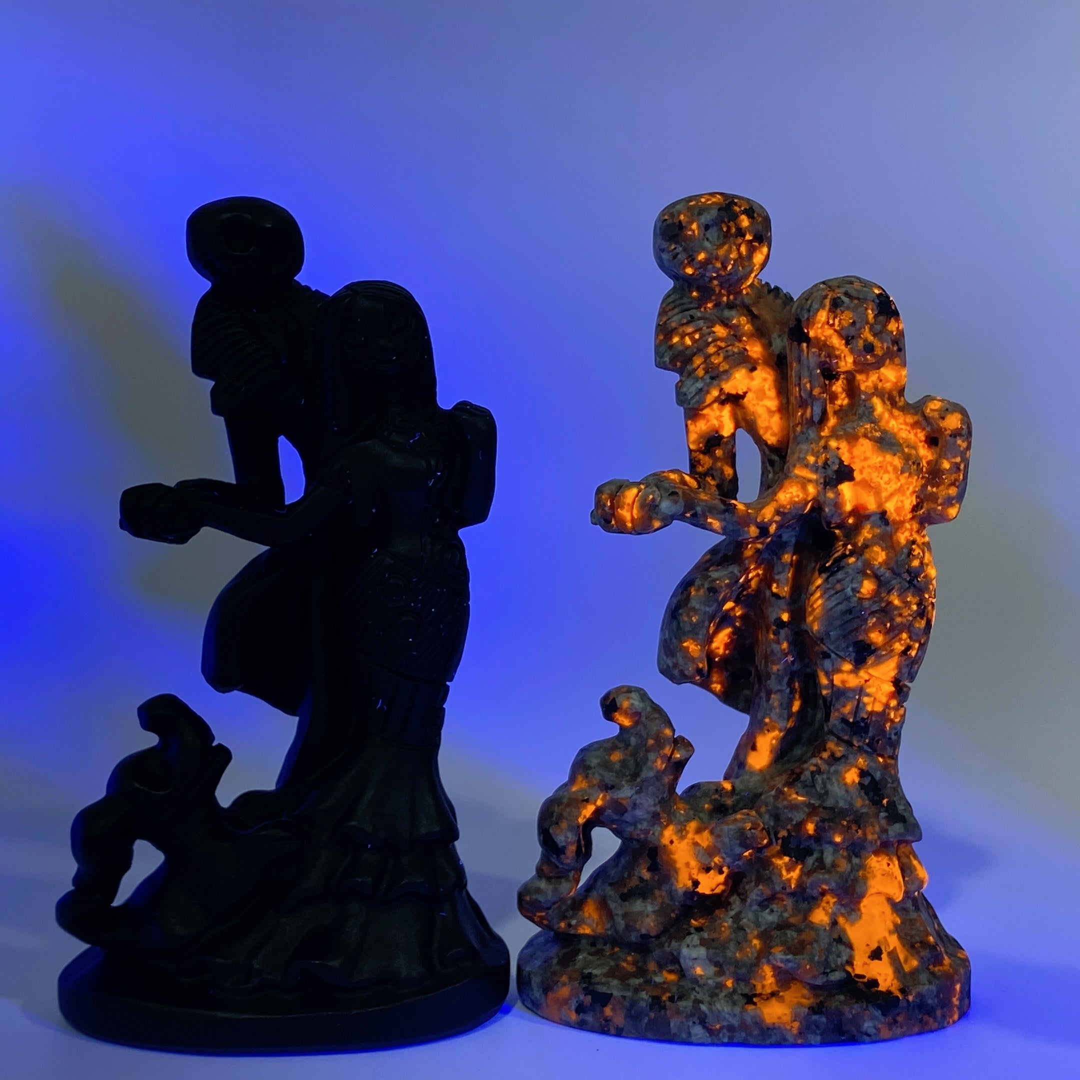 3.6-4.6 Inch Black Obsidian & Yooperlite Dog Crystal Carvings