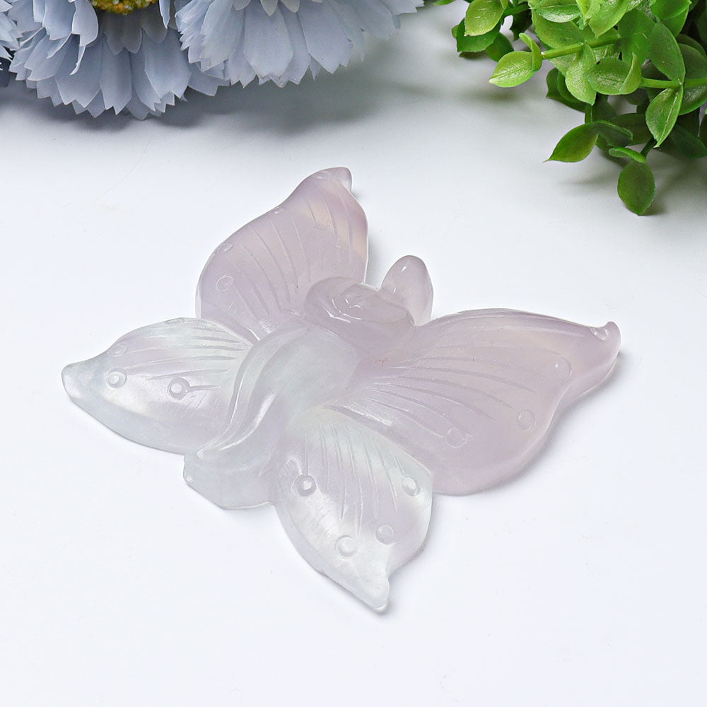3.6-inch Fluorite Butterfly Crystal Animal Carving