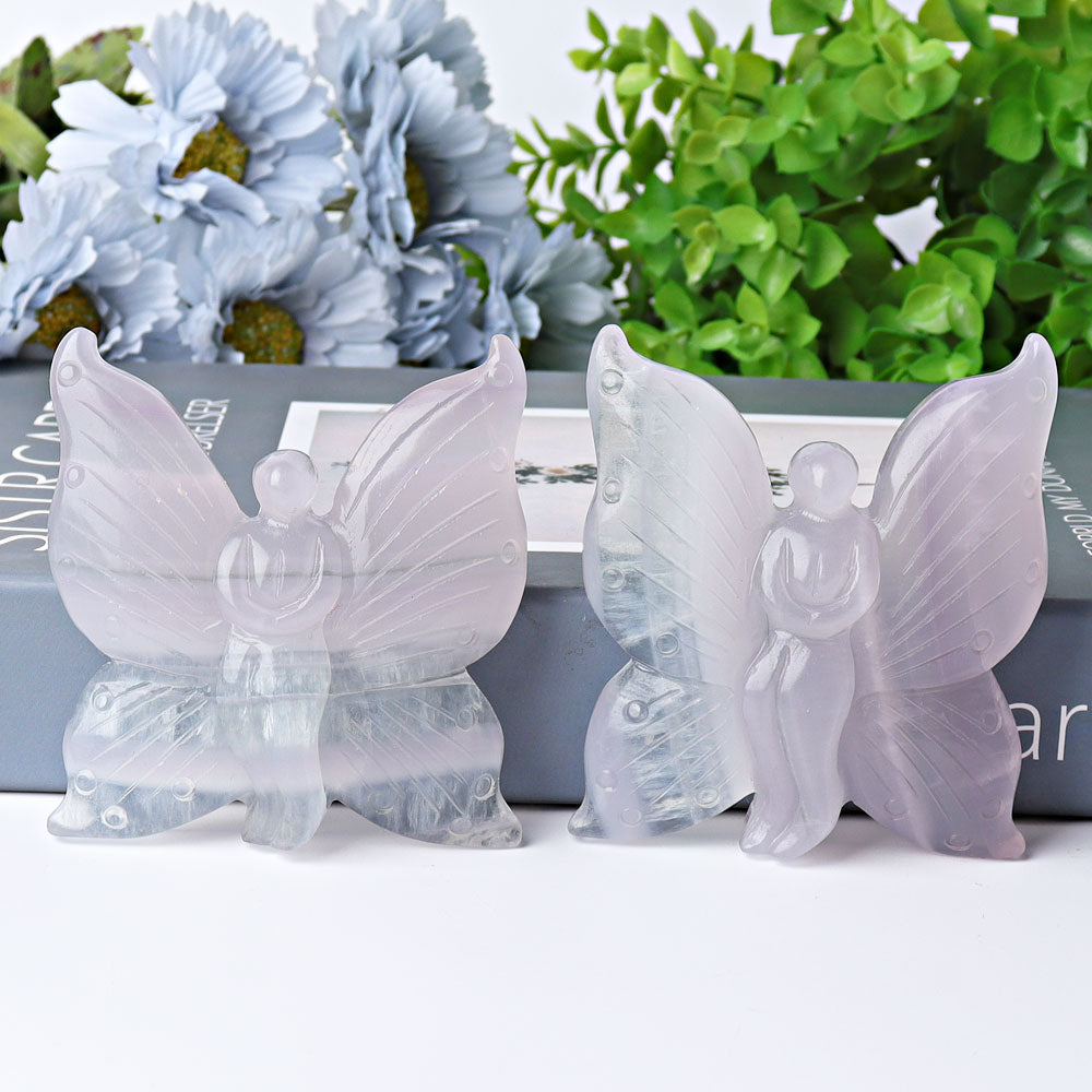 3.6-inch Fluorite Butterfly Crystal Animal Carving