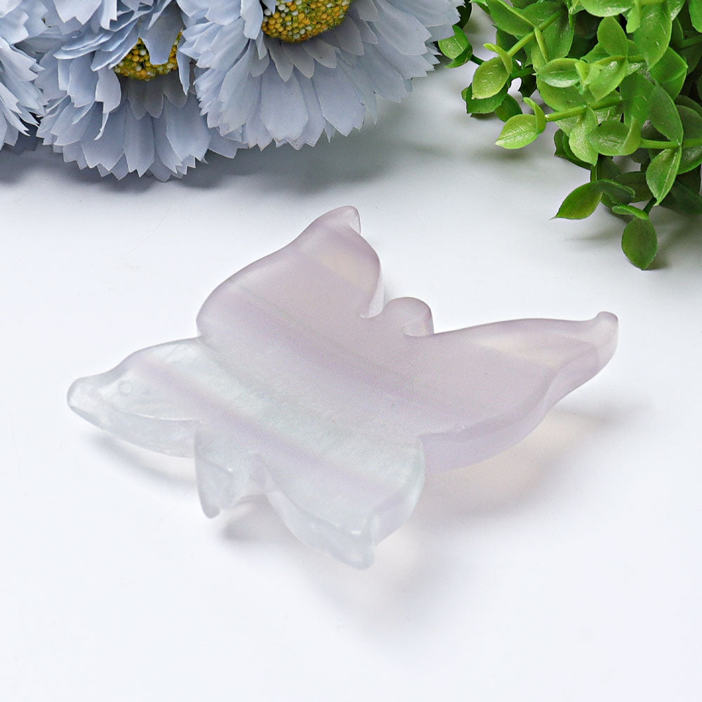 3.6-inch Fluorite Butterfly Crystal Animal Carving