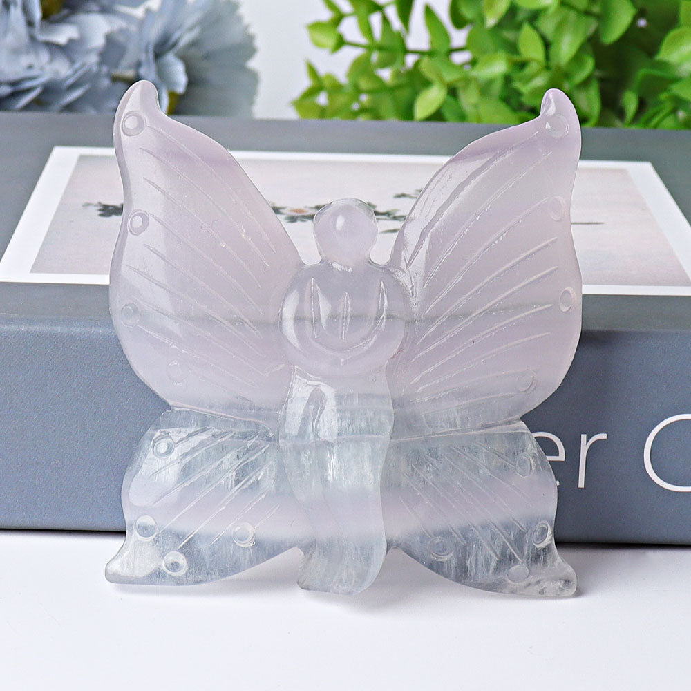 3.6-inch Fluorite Butterfly Crystal Animal Carving