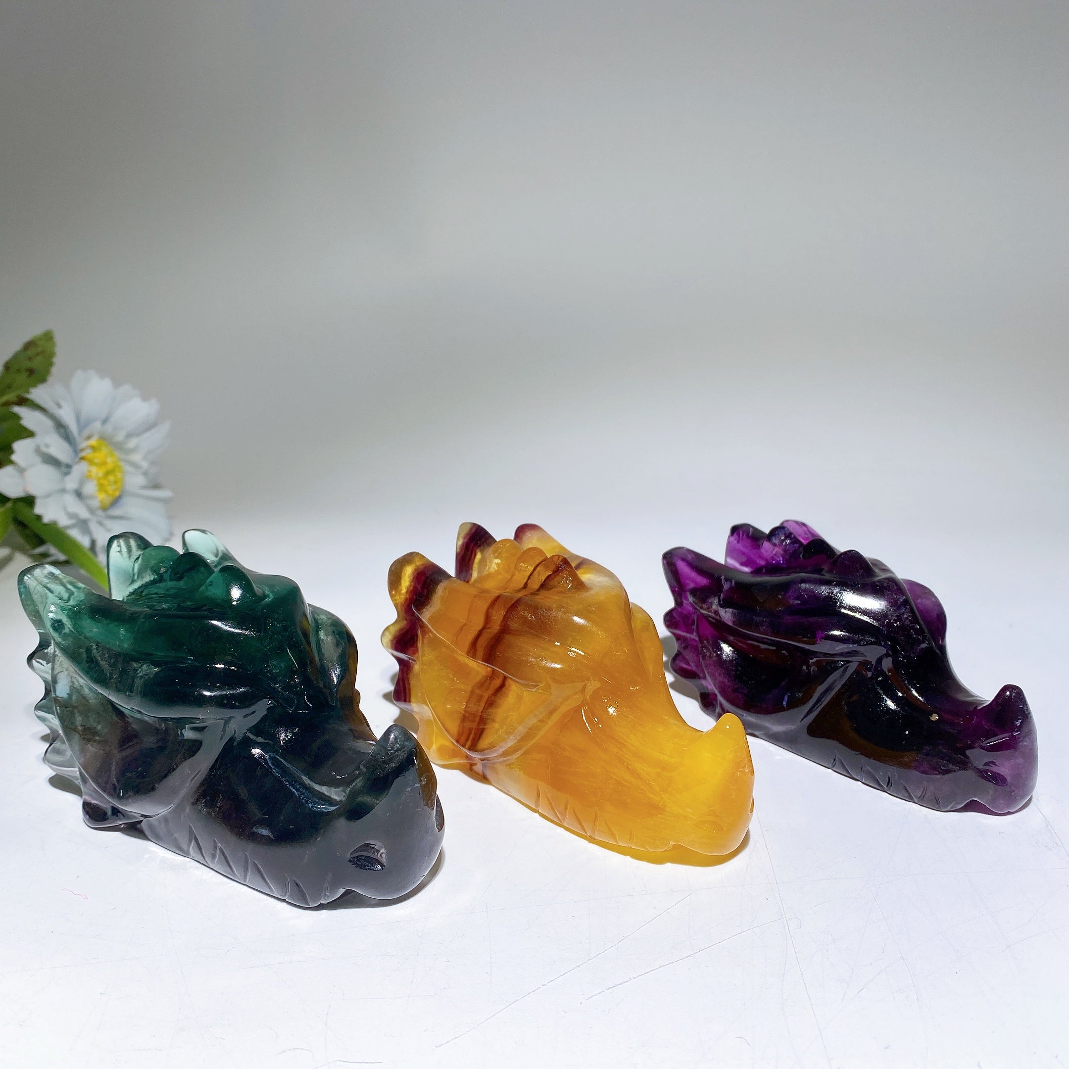 3.6 Inch Fluorite Crystal Dragon Head Carving