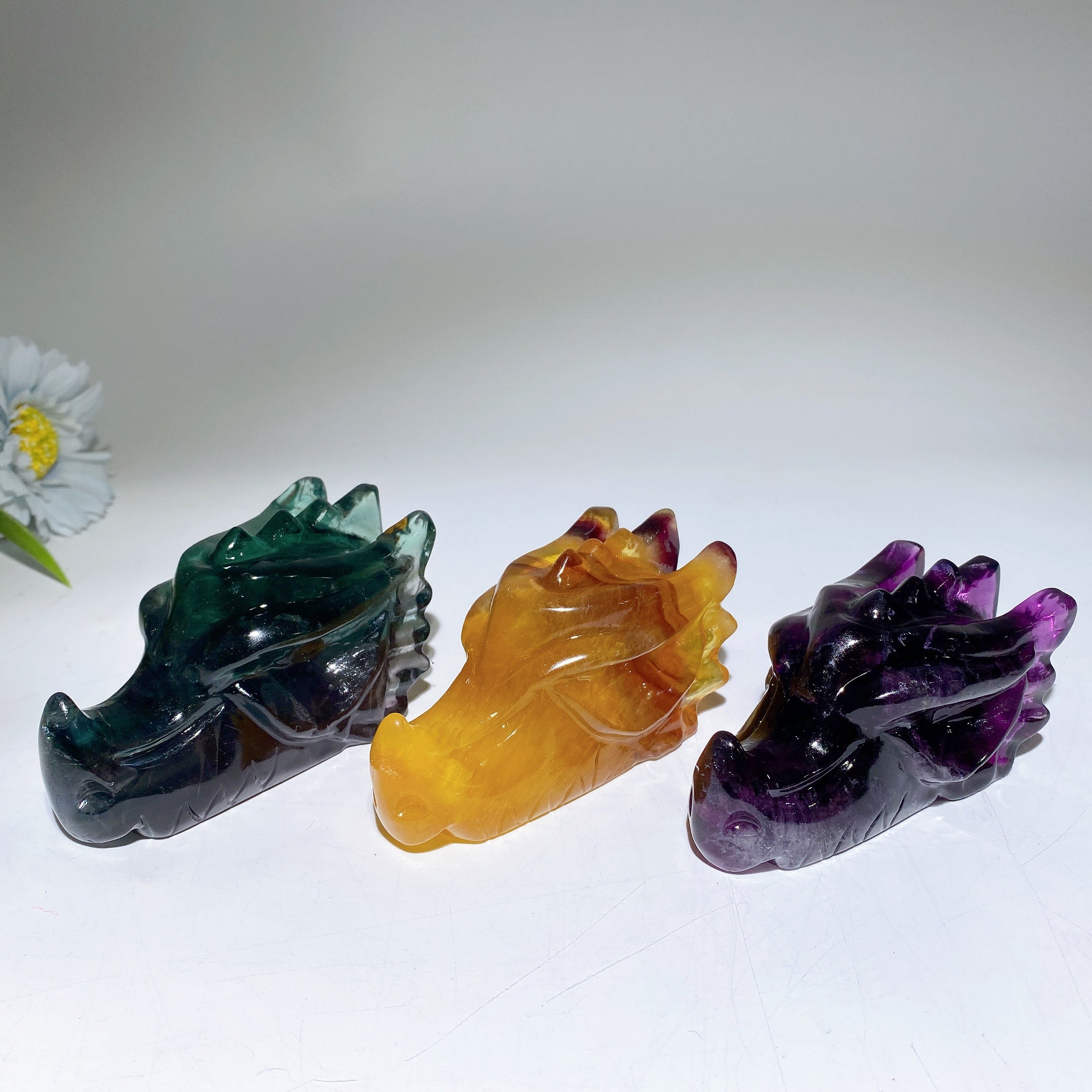 3.6 Inch Fluorite Crystal Dragon Head Carving