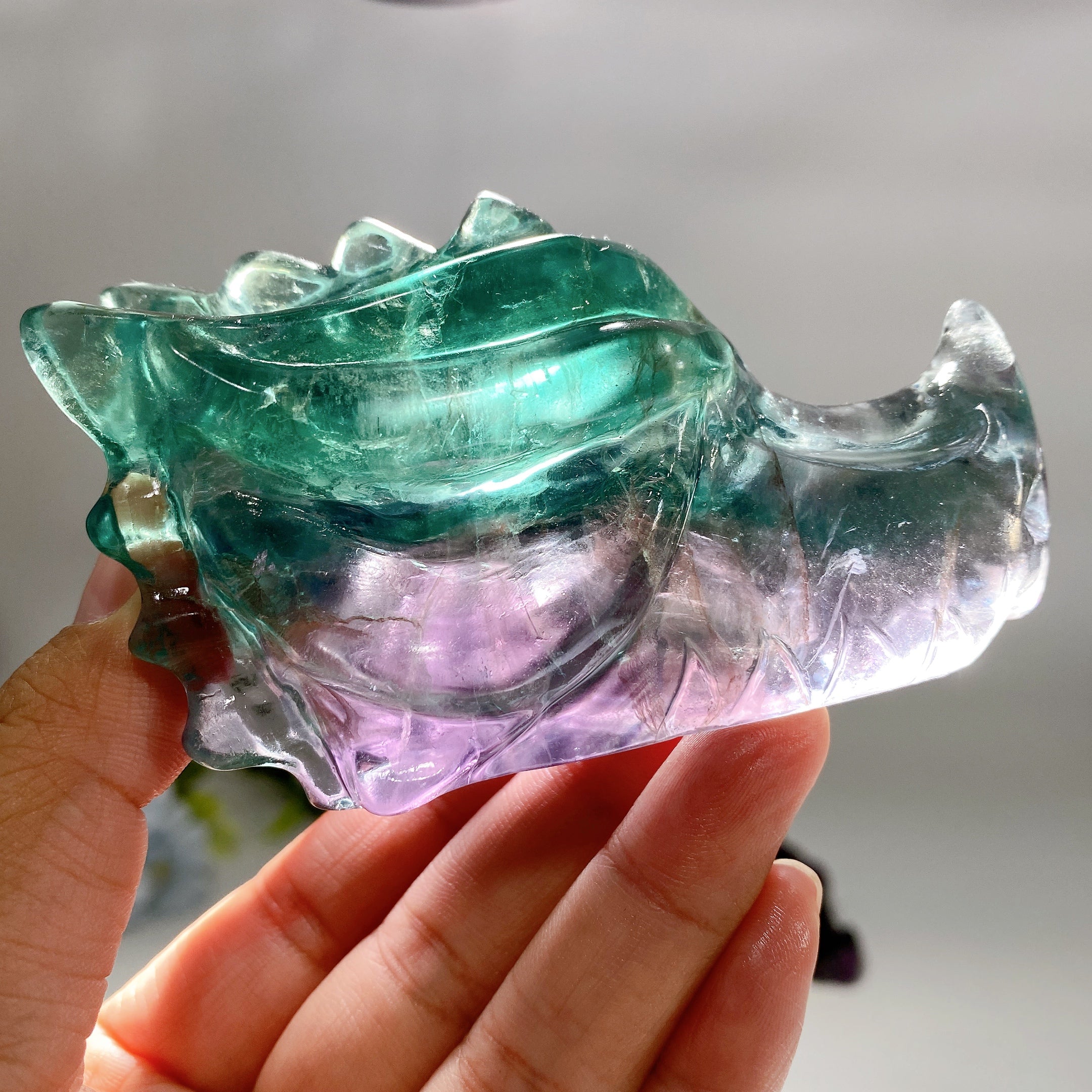 3.6 Inch Fluorite Crystal Dragon Head Carving