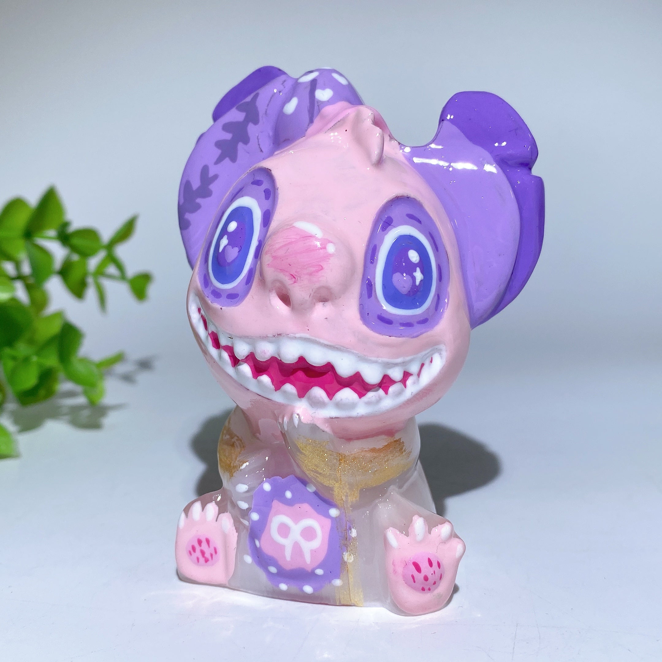 3.6 Inch Selenite Crystal Figurine Carving with Painting