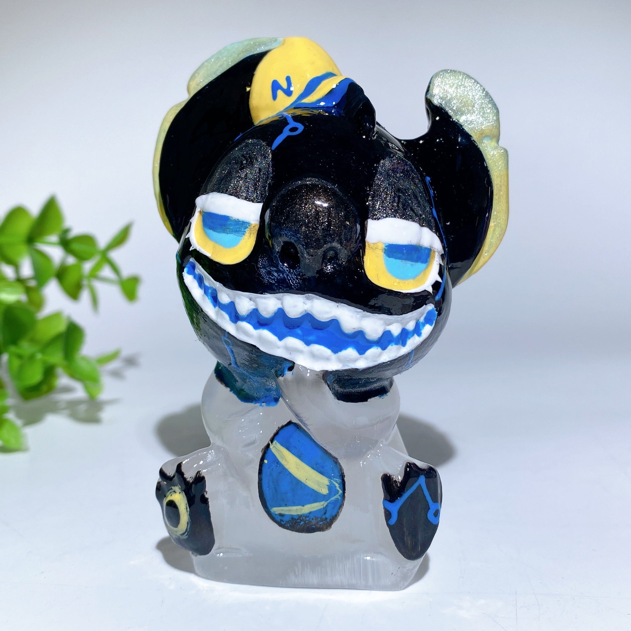 3.6 Inch Selenite Crystal Figurine Carving with Painting